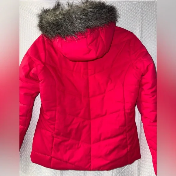 Columbia Women's bright pink ski/snow puffer jacket size M removable snap hood